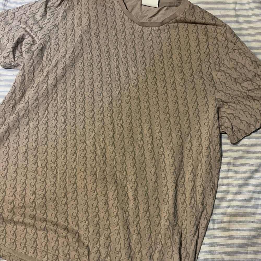 Calvin Klein Taupe Patterned Tee